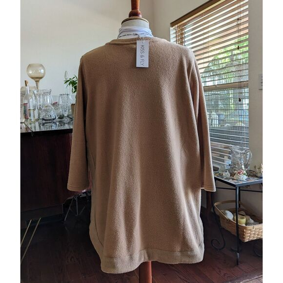 NWT   Kiss & Fly soft fleece pullover 3/4 sleeve top   SZ 1X - Picture 2 of 14